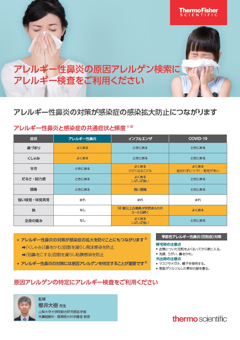 【アレルギー性鼻炎と感染症】症状比較資料